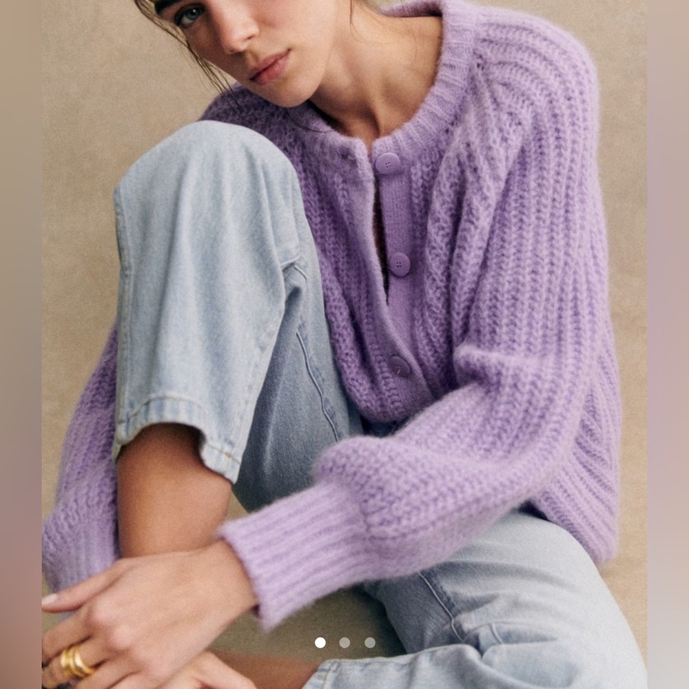 Sezane Lavender Cardigan Sweater